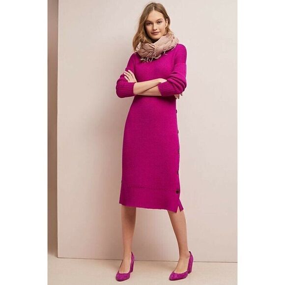 NEW MARA HOFFMAN Sz L FAYRE SWEATER DRESS RIBBED BUTTON MIDI MAXI DRESS - Picture 10 of 10